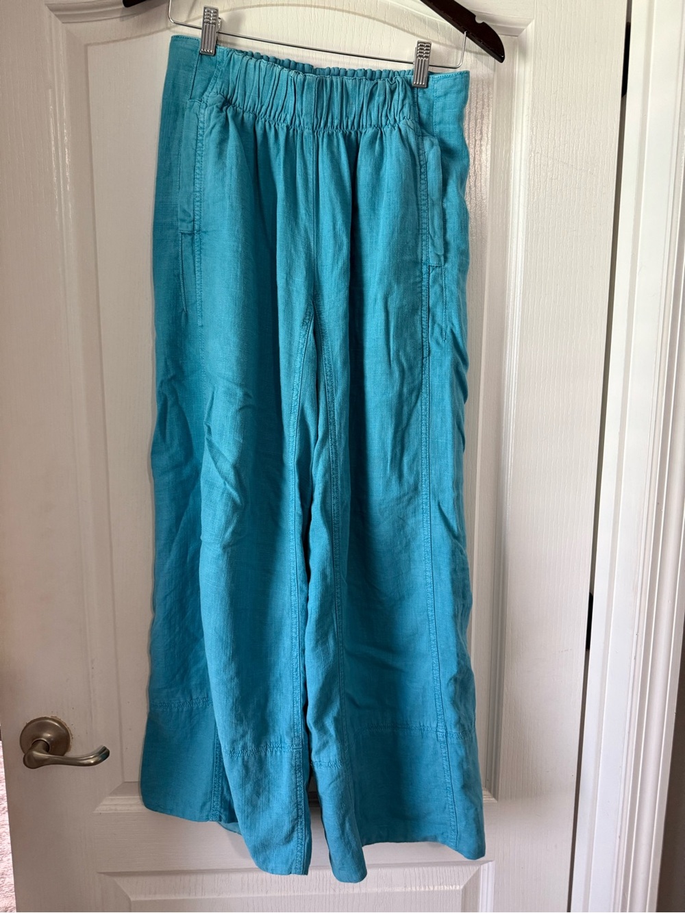 Free People Turquoise Wide-Leg Drawstring Pants